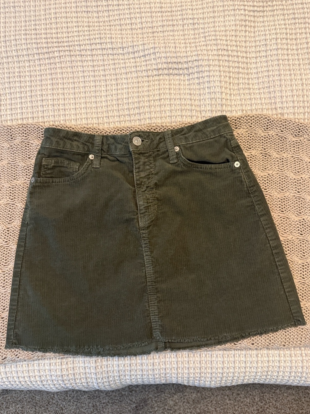 Just USA Olive Corduroy Mini Skirt